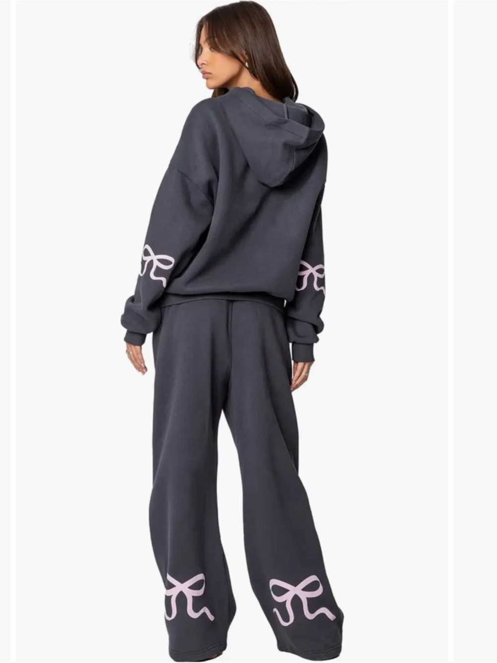 EDIKTED Bonney Bow Wide Leg Sweatpants